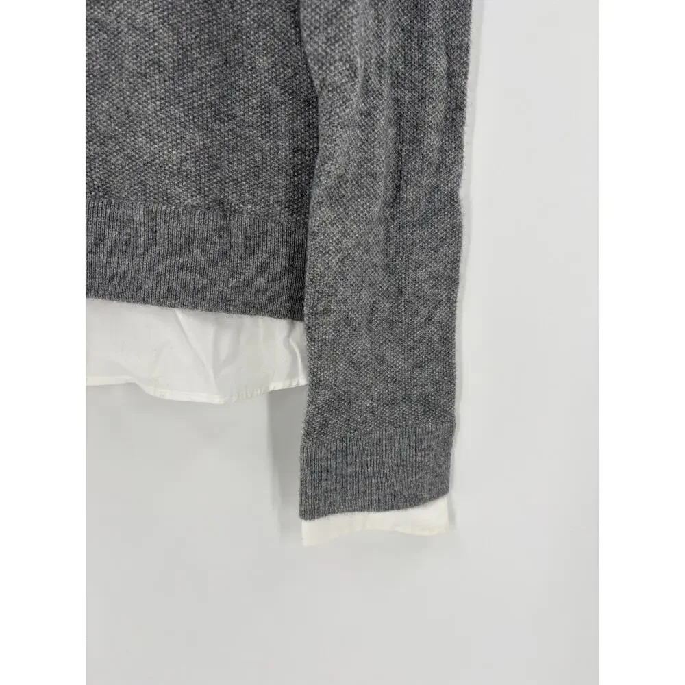Joie Rika Sweater Womens Medium Gray White Wool Cashmere Collared Pullover Knit
